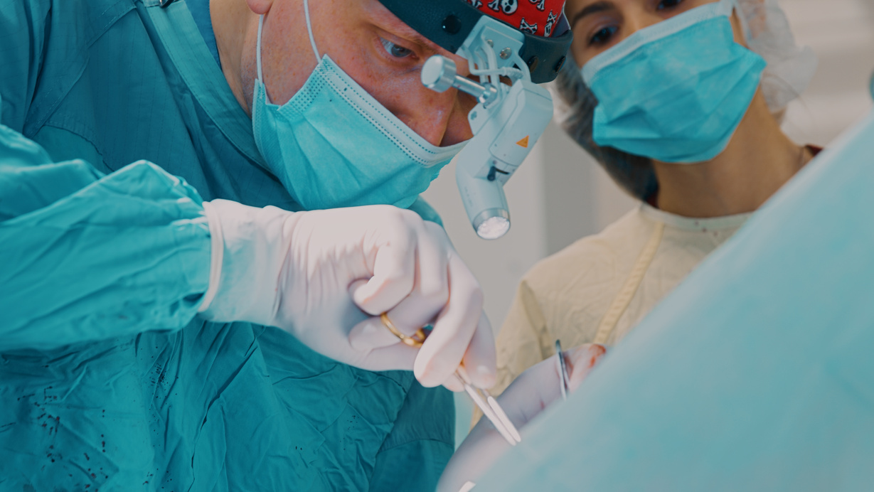 Doctor does an oral surgery